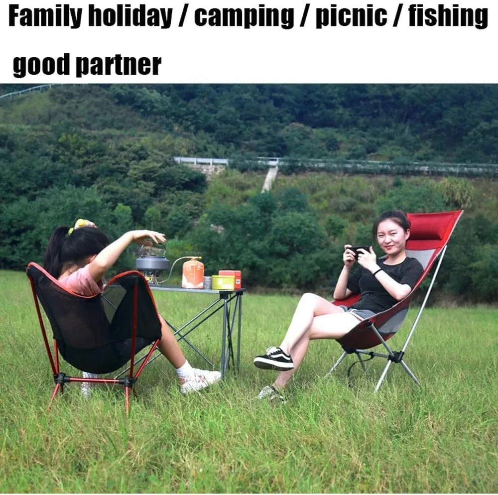 Outdoor Folding Chair Portable Fishing Chair Director Chair Moon Chair Beach Recliner ruminate Aluminum backrest Chair Indoor Nylon Cloth Camping Chair Bracket pad Round,B SGSG Lightweight 