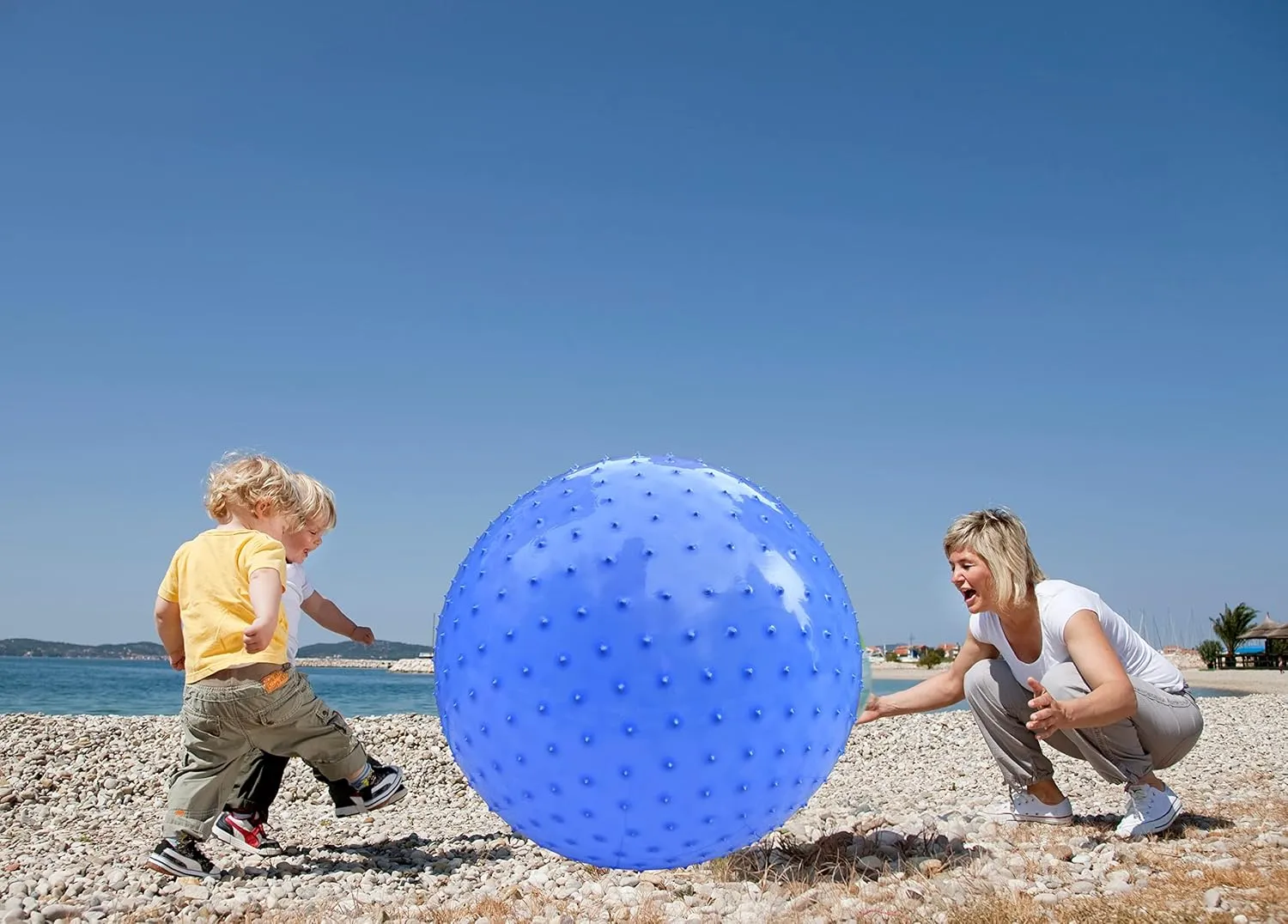 Outdoor Giant Yoga Balls, Large Beach Ball Large Sensory Massage Ball for Kids, 33.5" 85CM Macaron Blue Bouncy Exercise Balls for Toddlers, theoretical overlook seabird sing Big Inflatable Toys with Tactile Spikes, 