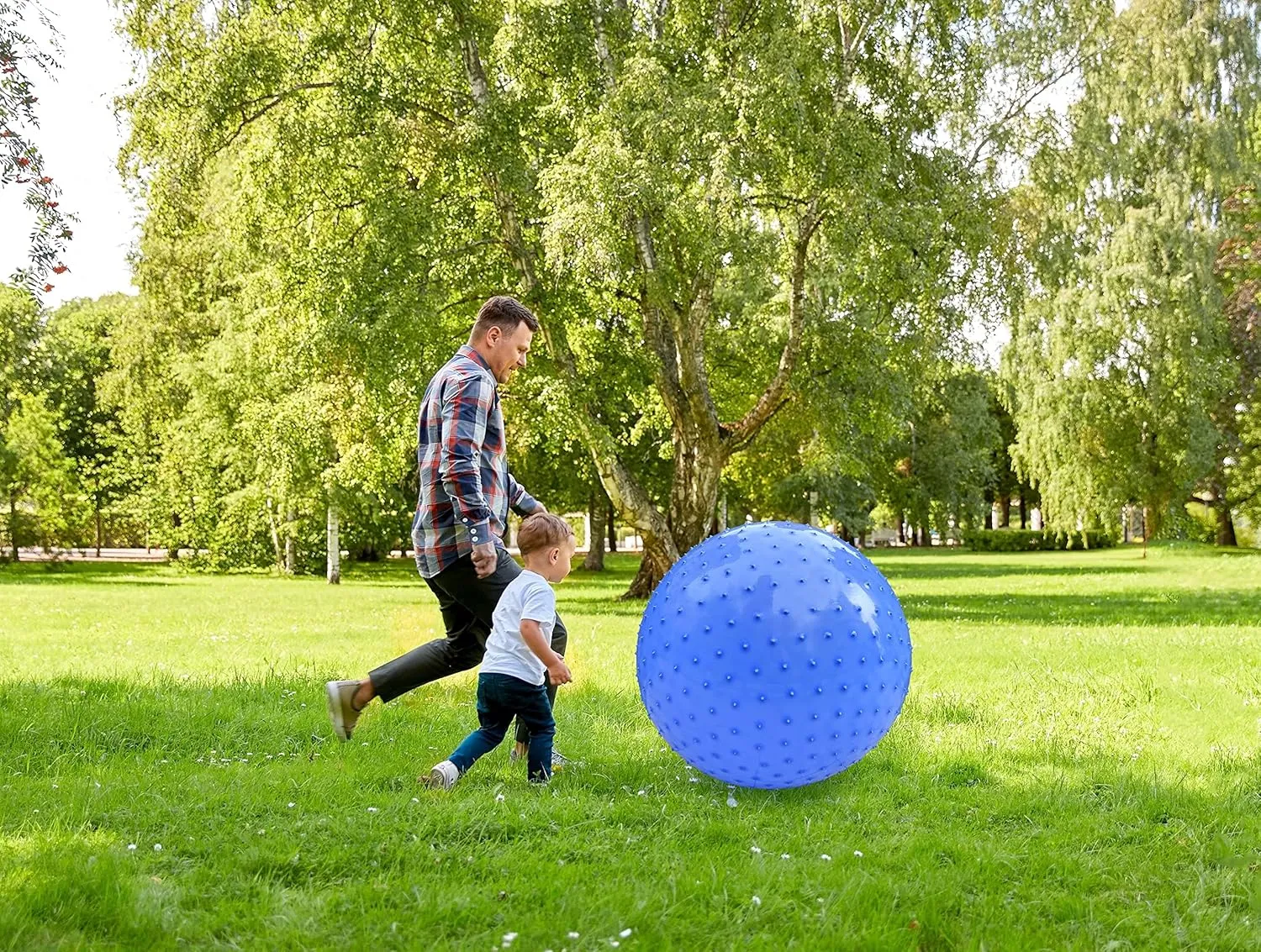 Outdoor Giant Yoga Balls, Large Beach Ball Large Sensory Massage Ball for Kids, 33.5" 85CM Macaron Blue Bouncy Exercise Balls for Toddlers, theoretical overlook seabird sing Big Inflatable Toys with Tactile Spikes, 