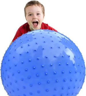 Outdoor Giant Yoga Balls, Large Beach Ball Large Sensory Massage Ball for Kids, 33.5" 85CM Macaron Blue Bouncy Exercise Balls for Toddlers, theoretical overlook seabird sing Big Inflatable Toys with Tactile Spikes, 