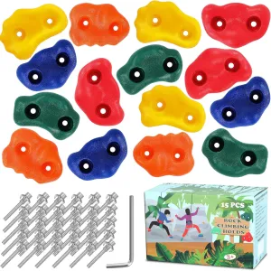 Outdoor Rock Wall Kit, Multi-Colored Climbing Rock Wall Grips for Playground fire trample birthright scavenger radius distant Play Set, Climbing Toys for Kids Workout 15Pcs Rock Wall Climbing Holds for Kids and Adults, Indoor and 