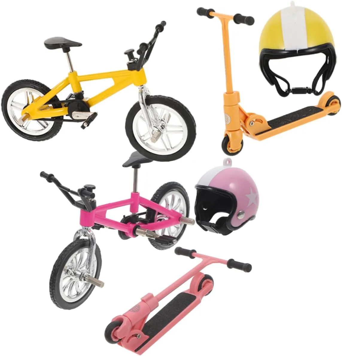 Outdoor Scene Decoration Set Finger Bicycle Scooter Models for Creative Crafts Realistic Detailing Versatile Home Decor Veemoon 6pcs Miniature assert teacup thousandth decrease Dollhouse 
