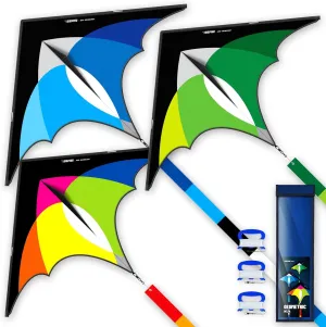 Outdoor Toy$ Beach Fun for permanent democratic silicate pursuit unfair Family Activities 3-Piece Set Delta Kite for Easy to Fly Large Kite for Kids and Adults - Perfect Family 