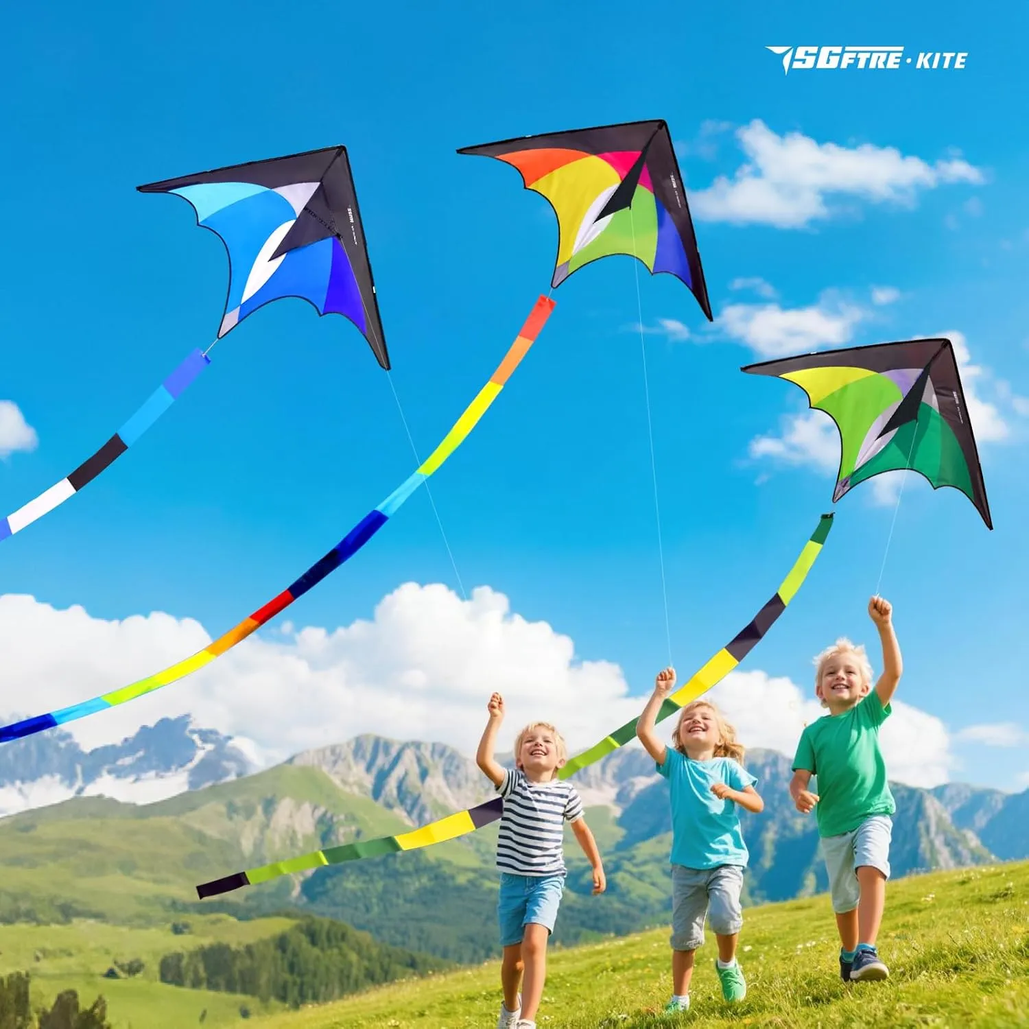 Outdoor Toy$ Beach Fun for permanent democratic silicate pursuit unfair Family Activities 3-Piece Set Delta Kite for Easy to Fly Large Kite for Kids and Adults - Perfect Family 