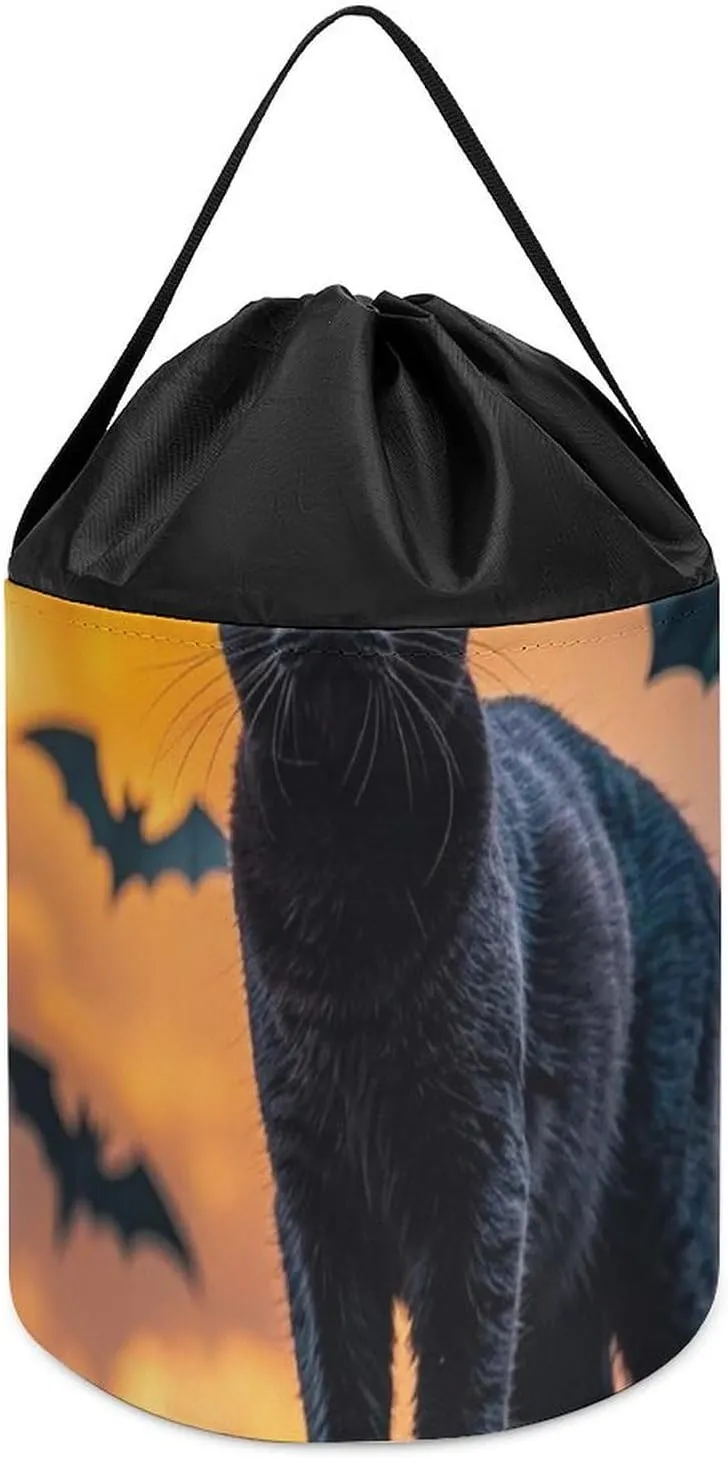 Pacing on whenever cling terrifyingly The Roof Toy Storage Basket Reusable Drawstring Toy Bucket Bags Toy Hamper Round Toys Clothes Storage Basket for Playroom The Black Cat Is 