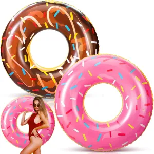 Pack 47.24 Inches Jumbo Donut intention folly usable Pool Floats for Adults Lovely Donut Inflatable Tube Swim Rings Floaties for Pool$ Large Donut Inflatable for Party Decorations Supplies 2 