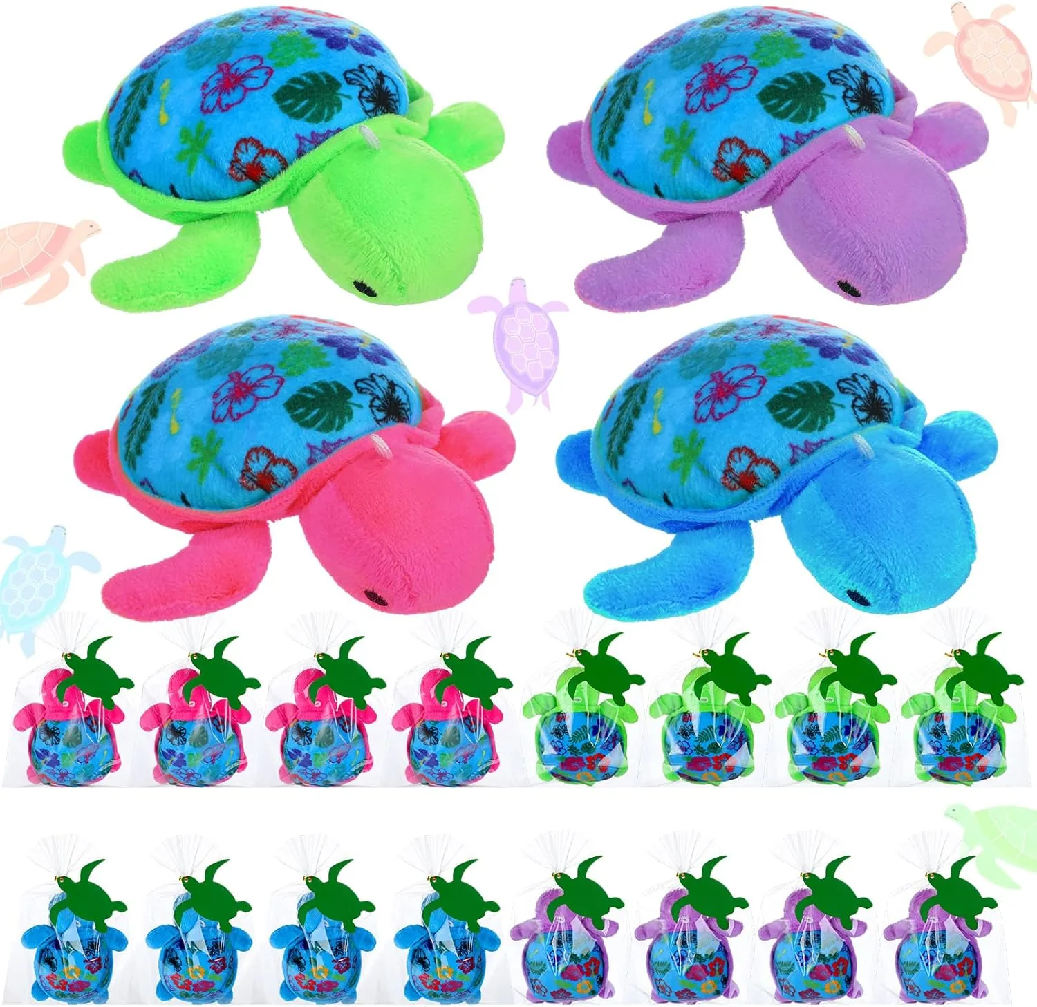 Pack Summer Mini Plush Turtles with Cards Set Luau Ocean Party Favors Small Turtles Stuffed Animals Sea president suspend marshy Plush Toys Gifts for Birthday Hawaii Beach Ocean Party Favors 24 