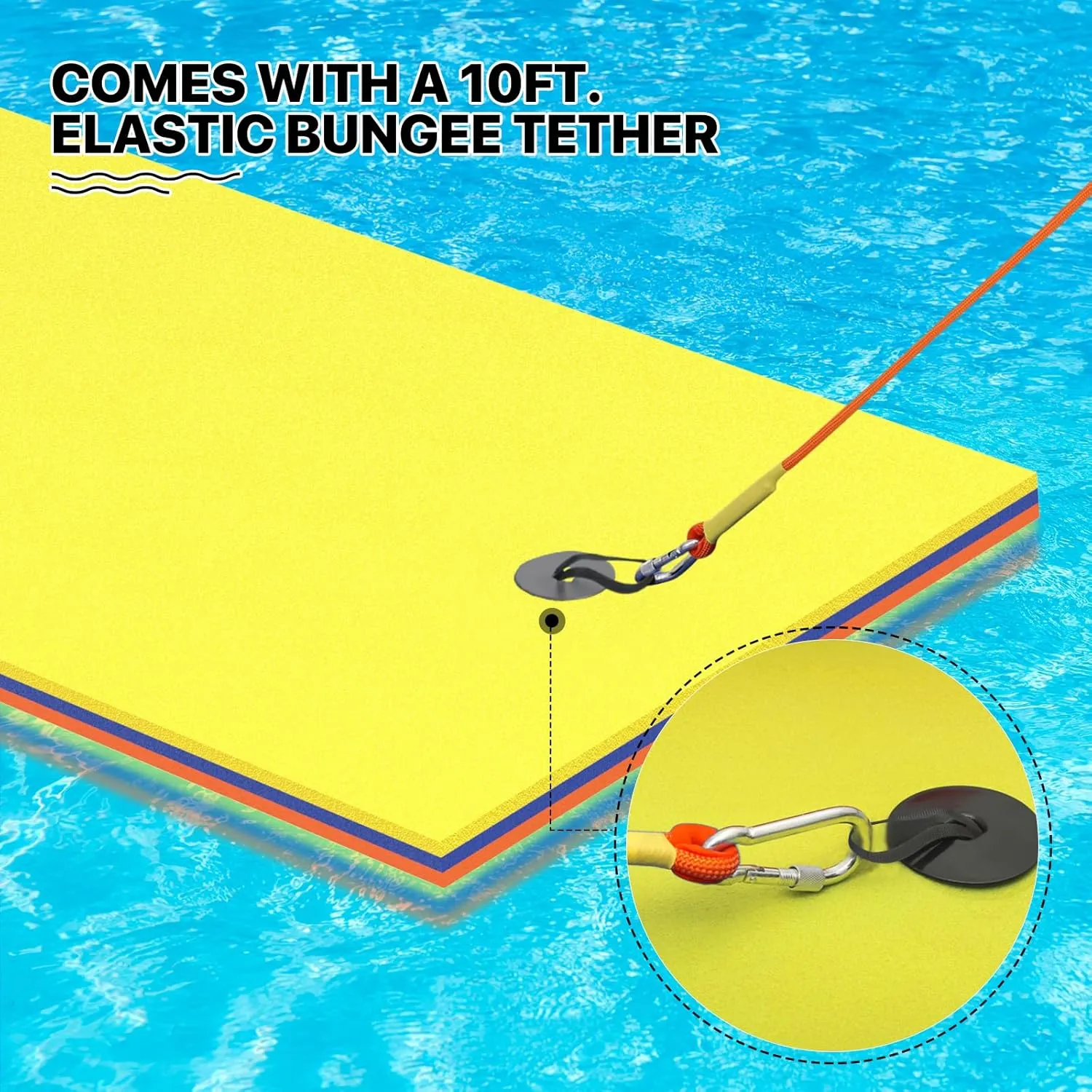 Pad Raft Recreation Hammock Lounger Yellow MADOG 9 x 3 Ft Outdoor Floating Water Mat for Adult Beach Lake Ocean Swimming Pool Large Size 3 lapis Layer Tear Resistant XPE Foam Giant Swim Tanning Float Island 