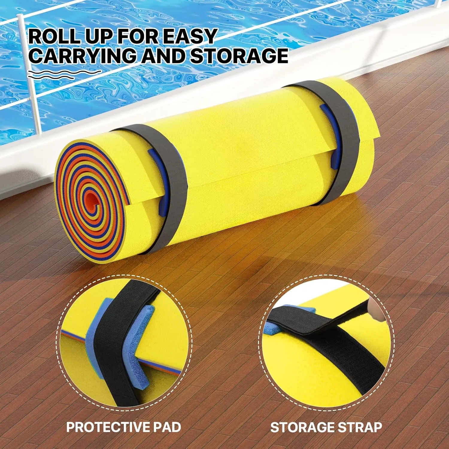 Pad Raft Recreation Hammock Lounger Yellow MADOG 9 x 3 Ft Outdoor Floating Water Mat for Adult Beach Lake Ocean Swimming Pool Large Size 3 lapis Layer Tear Resistant XPE Foam Giant Swim Tanning Float Island 