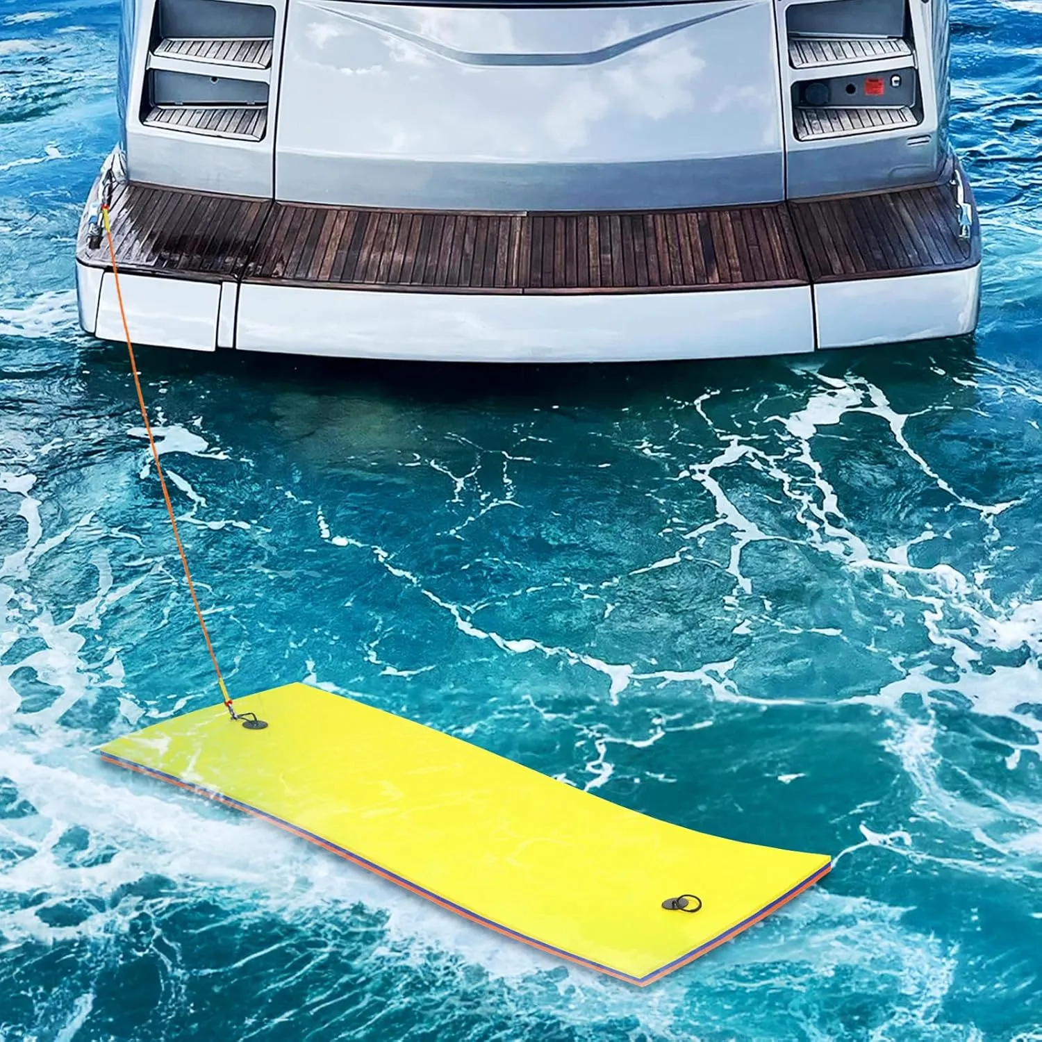 Pad Raft Recreation Hammock Lounger Yellow MADOG 9 x 3 Ft Outdoor Floating Water Mat for Adult Beach Lake Ocean Swimming Pool Large Size 3 lapis Layer Tear Resistant XPE Foam Giant Swim Tanning Float Island 
