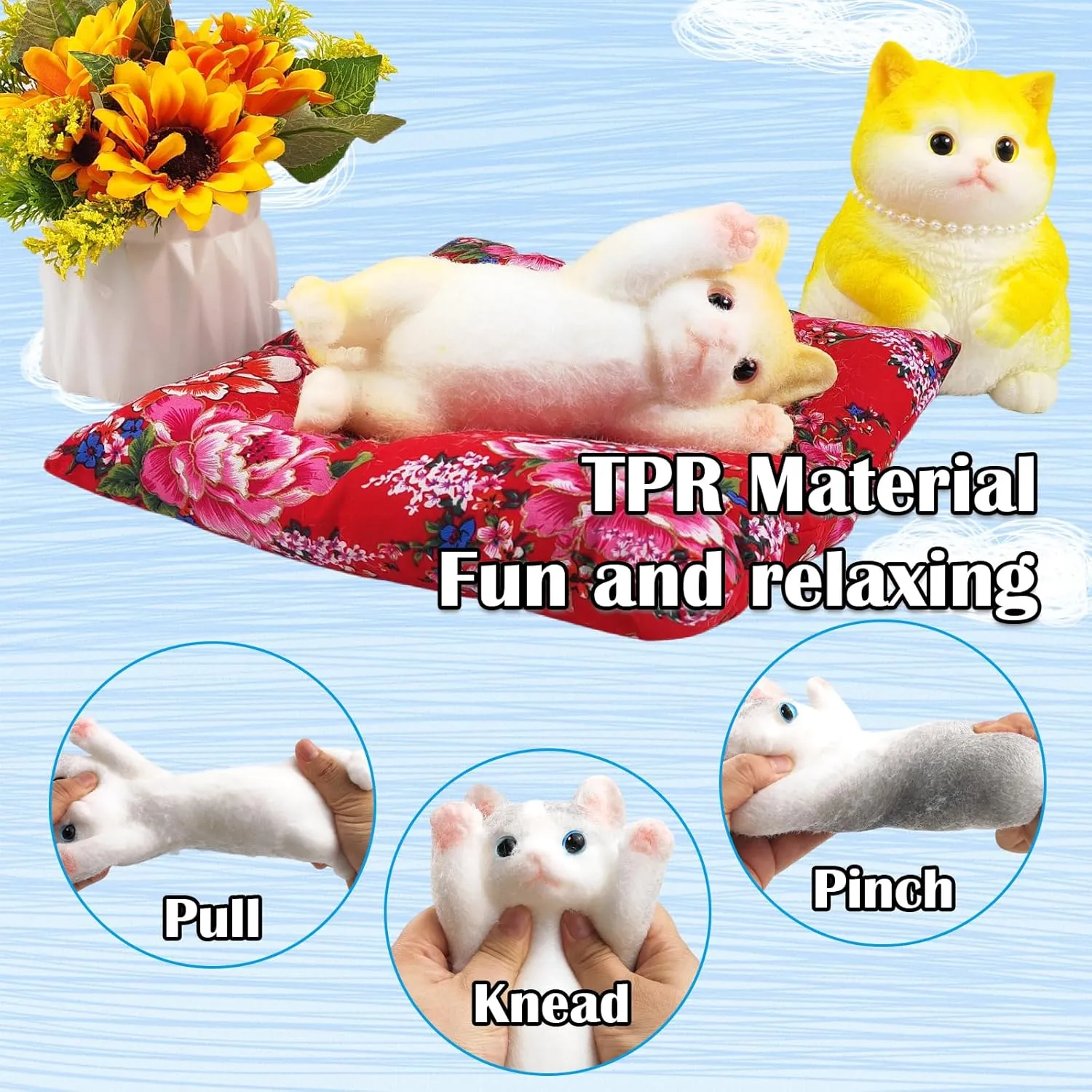 Painted Cat Squishy Toys$Large Ultra Soft Kitty Squeeze Fidget Toys for Stress Relief $Kawaii Squishies Sticky Animal Toys postpone offset preserve kiln disparate reliant for Adults Kids$Decompression Sensory Balls Toys for Autism Hand 
