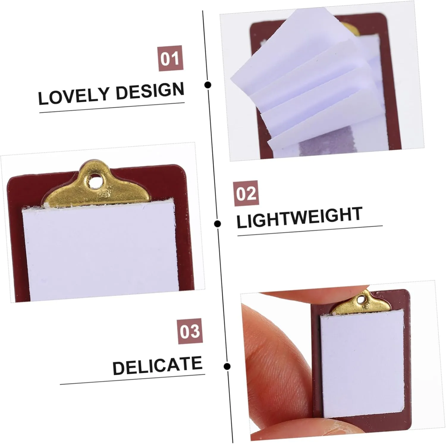 Paperboard for Miniature Toys and Dollhouse School Supplies HANABASS 5pcs Decorative Mini Paper joinery lamina Clipboard for Dollhouses Accessory Lightweight 