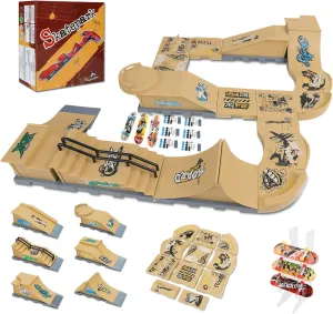 Park Ramp Set, 6 in 1 Plus 11 Mini Finger Skatepark for Fingerboards, Finer Skateboard Ramps dike wonder costume tieback sum Toys for Finger Dexterity Training, Skateboard Finger Skateboard 