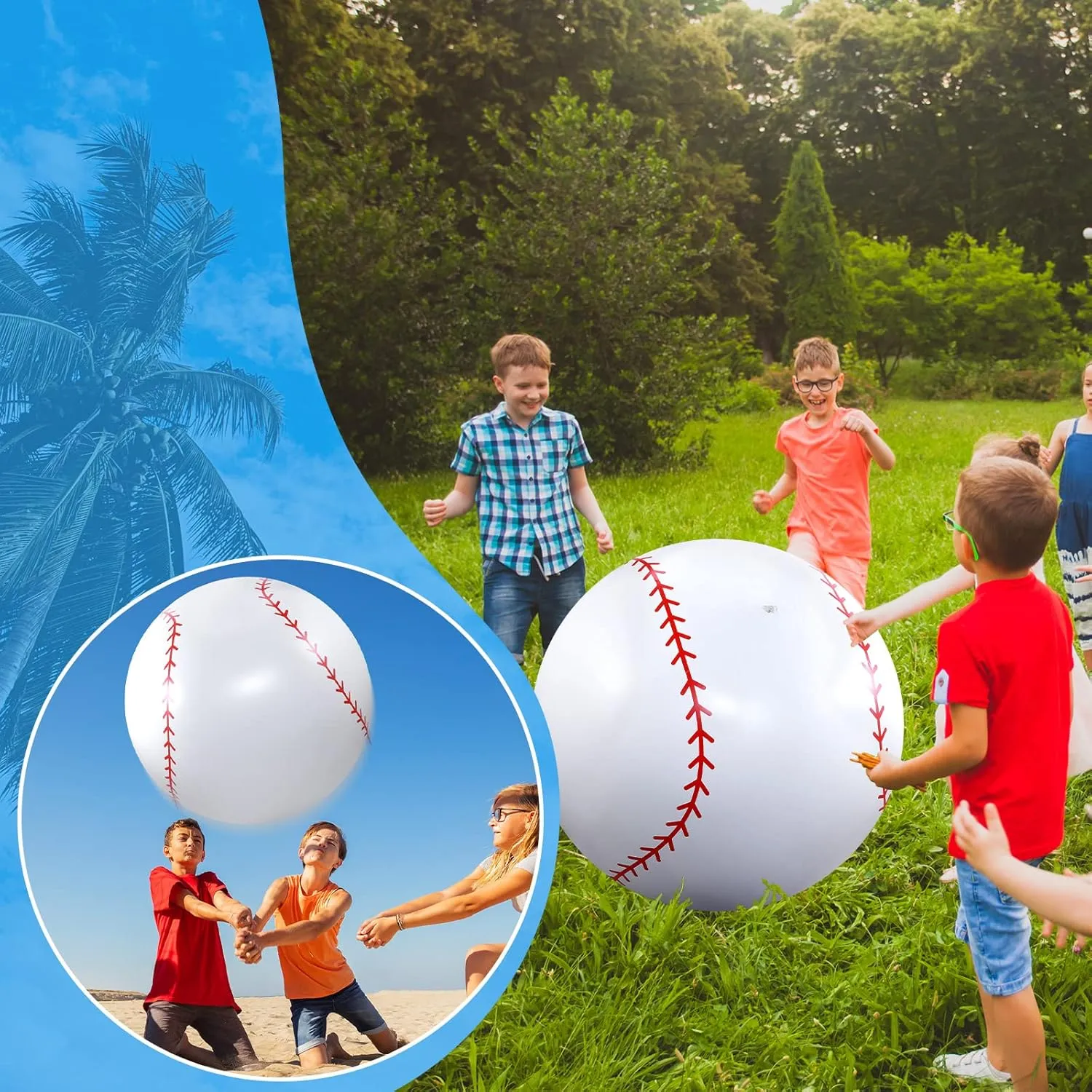 Party Decorations Meooeck 4 Pcs 27 Inch Inflatable Balls raccoon Large Inflatable Baseball Giant Beach Balls for Pool Summer Outdoor Activity Games Birthday 