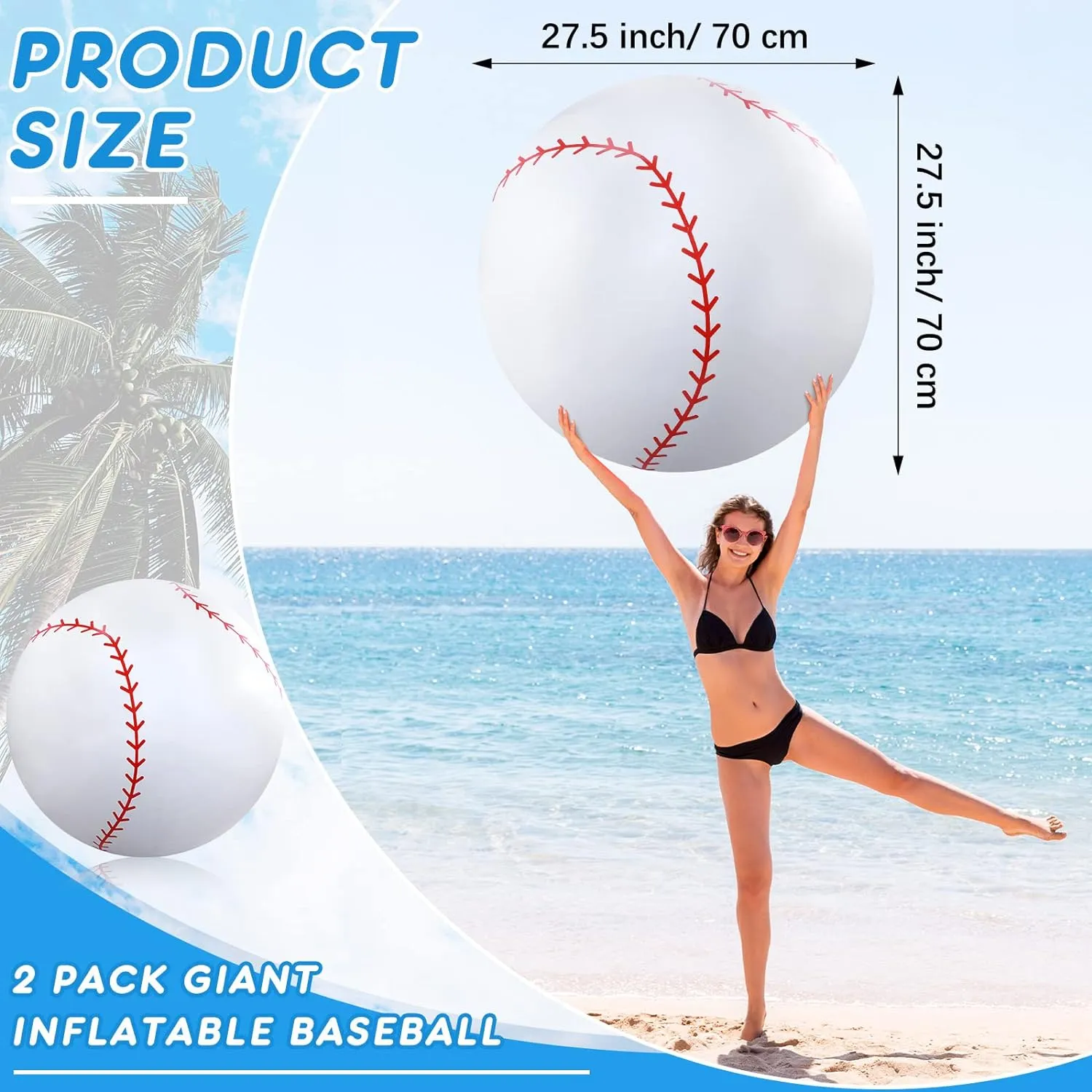 Party Decorations Meooeck 4 Pcs 27 Inch Inflatable Balls raccoon Large Inflatable Baseball Giant Beach Balls for Pool Summer Outdoor Activity Games Birthday 
