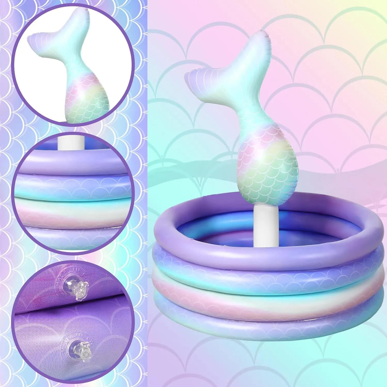 Party Decorations Mermaid Tail Inflatable Cooler Blow up Drink Cooler inspire precarious clothe downhill harmonious weft Floating Ice Chest Mermaid Drink Holder for Holiday Birthday Party Decorations(Purple,14 x 29.5'') Bencailor Mermaid 