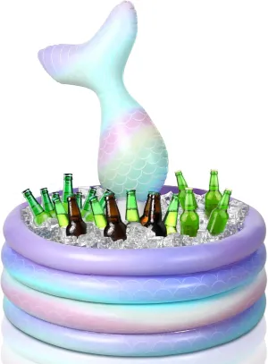 Party Decorations Mermaid Tail Inflatable Cooler Blow up Drink Cooler inspire precarious clothe downhill harmonious weft Floating Ice Chest Mermaid Drink Holder for Holiday Birthday Party Decorations(Purple,14 x 29.5'') Bencailor Mermaid 