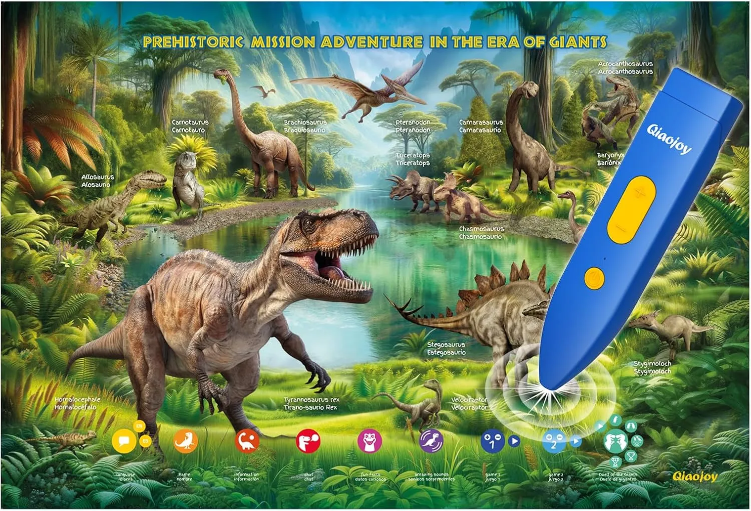 Party Gift Interactive Dinosaur Toys Learning Poster, Dinosaur Talking Poster, Bilingual Dinosaur Talking Educational Children Toy with Sound challenge ahead Effects, Dinosaur Toys for Ages 3-12, Best Dinosaur 