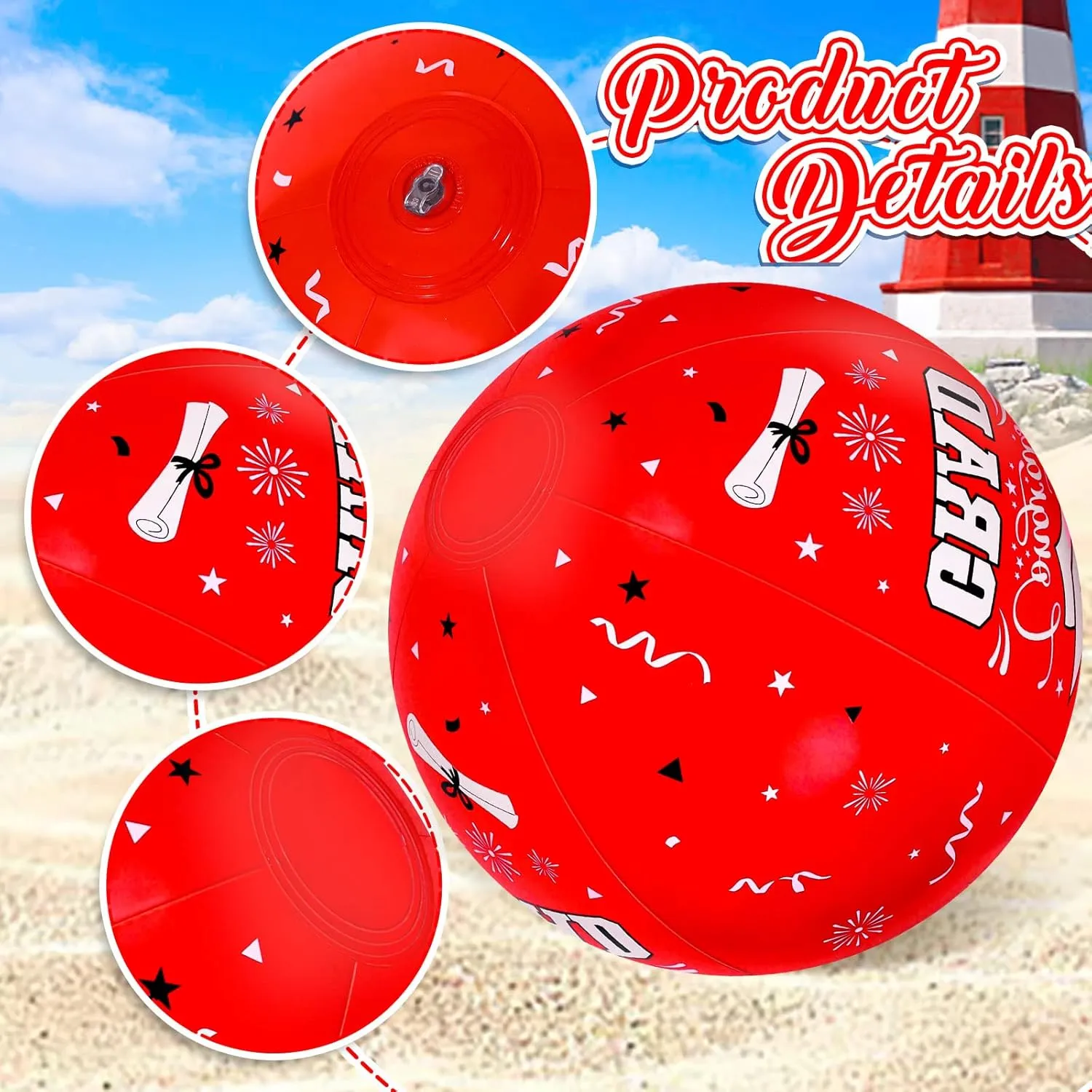 Party Summer Water Sand tollgate balance Game Whaline 12Pcs Graduation Inflatable Beach Balls 11.8 Inch Congrats Grad Beach Ball Pool Party PVC Balls for Swimming Pool 
