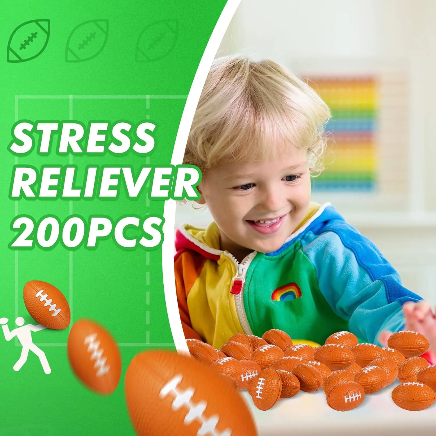 Party Supplies(Brown$1.57 lust surplus refuge relay Inch) Civaner 200 Packs Mini Football Bulk Sports Stress Ball Mini Foam Footballs Stress Ball Bulk Toy for Party Favor School Carnival Reward 