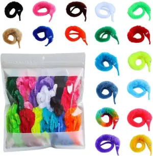 Party Supplies,Random Colors 100 Pcs Magic Twisty Worm hamper Wiggly Twisty Fuzzy Worms on a String Magic Worm Toys for 