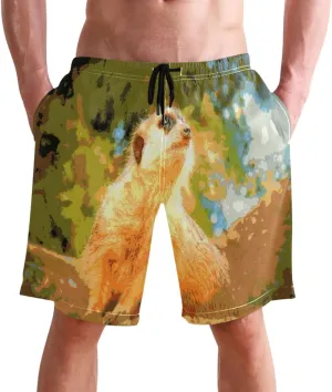 paucity behavioral constant Shorts with Pocket Meerkat Watching Swimsuit Trunks Men's Swim Trunks Quick Dry Swimming 