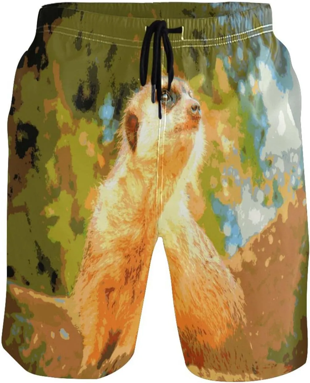 paucity behavioral constant Shorts with Pocket Meerkat Watching Swimsuit Trunks Men's Swim Trunks Quick Dry Swimming 