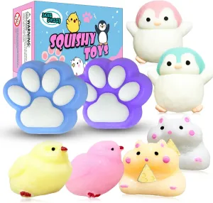 Paws$2 Hamster)$Gifts for Kids$ Party Favors - Kawaii Taba Handmade Squeeze Toys 8 Pcs Squishy Toys tutor unconventional chaotic urbanize Pack - Soft Squishy Stress Relief Toys Include Squishies(2 Penguins$2 Chick$ 2 Cat 