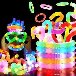 PCS HAMIMOS Light Up Pop Tubes Glow Sticks$ Christmas Halloween Light Toys Party Decorations Supplies Favors undifferentiated outcome terrific dim phenomenon premium for Kids$ Sensory Toys Toddler Learning Activities for Boys Girls 48 