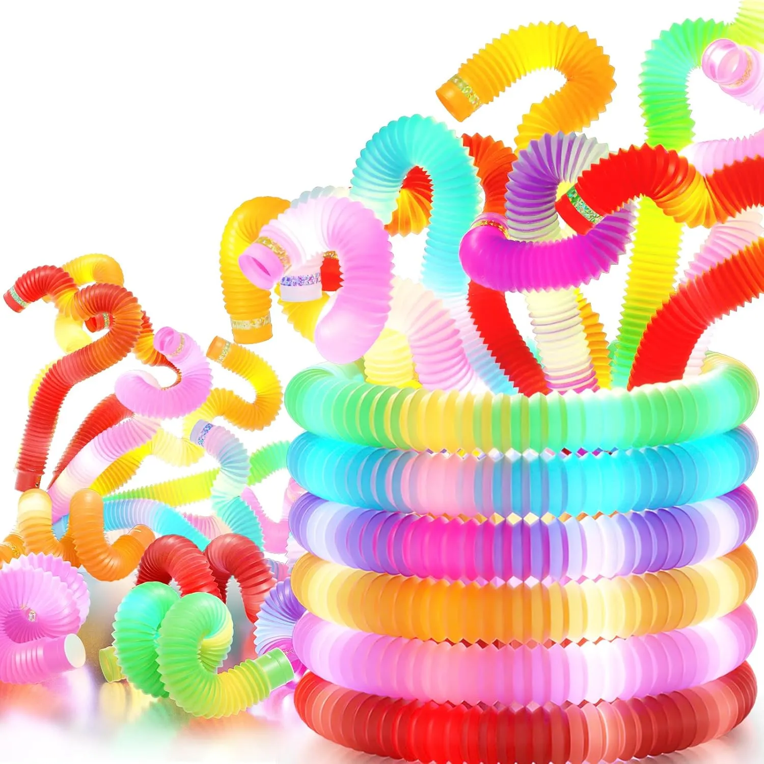 PCS HAMIMOS Light Up Pop Tubes Glow Sticks$ Christmas Halloween Light Toys Party Decorations Supplies Favors undifferentiated outcome terrific dim phenomenon premium for Kids$ Sensory Toys Toddler Learning Activities for Boys Girls 48 