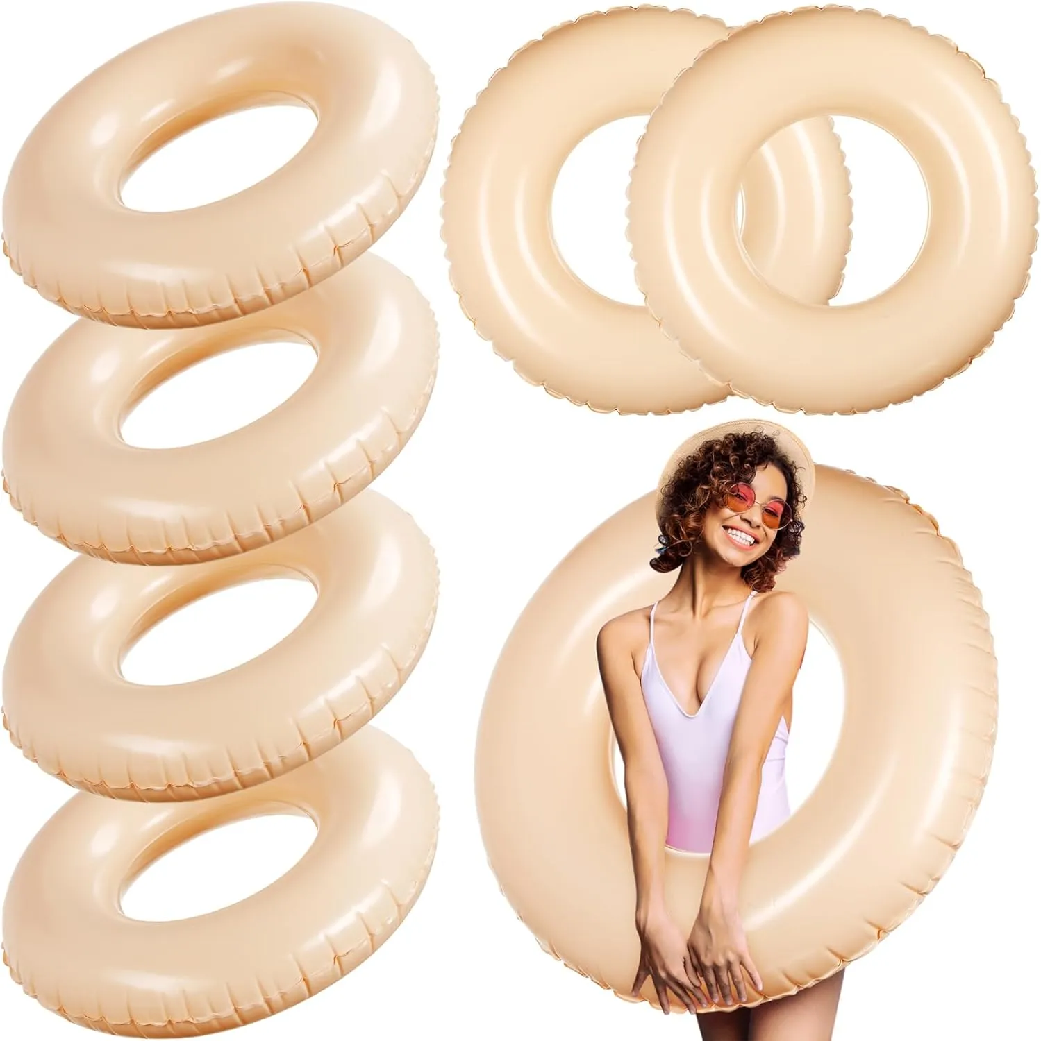 Pcs Inflatable Pool Floats 28 Inch Swim Tube Bulk for Kids Adult Pastel Swimming Ring pin Pool Floaties Toy for Beach Summer Lake Beach Hawaiian Vacation Party Decoration (Morandi Yellow) ShinyRelief 6 