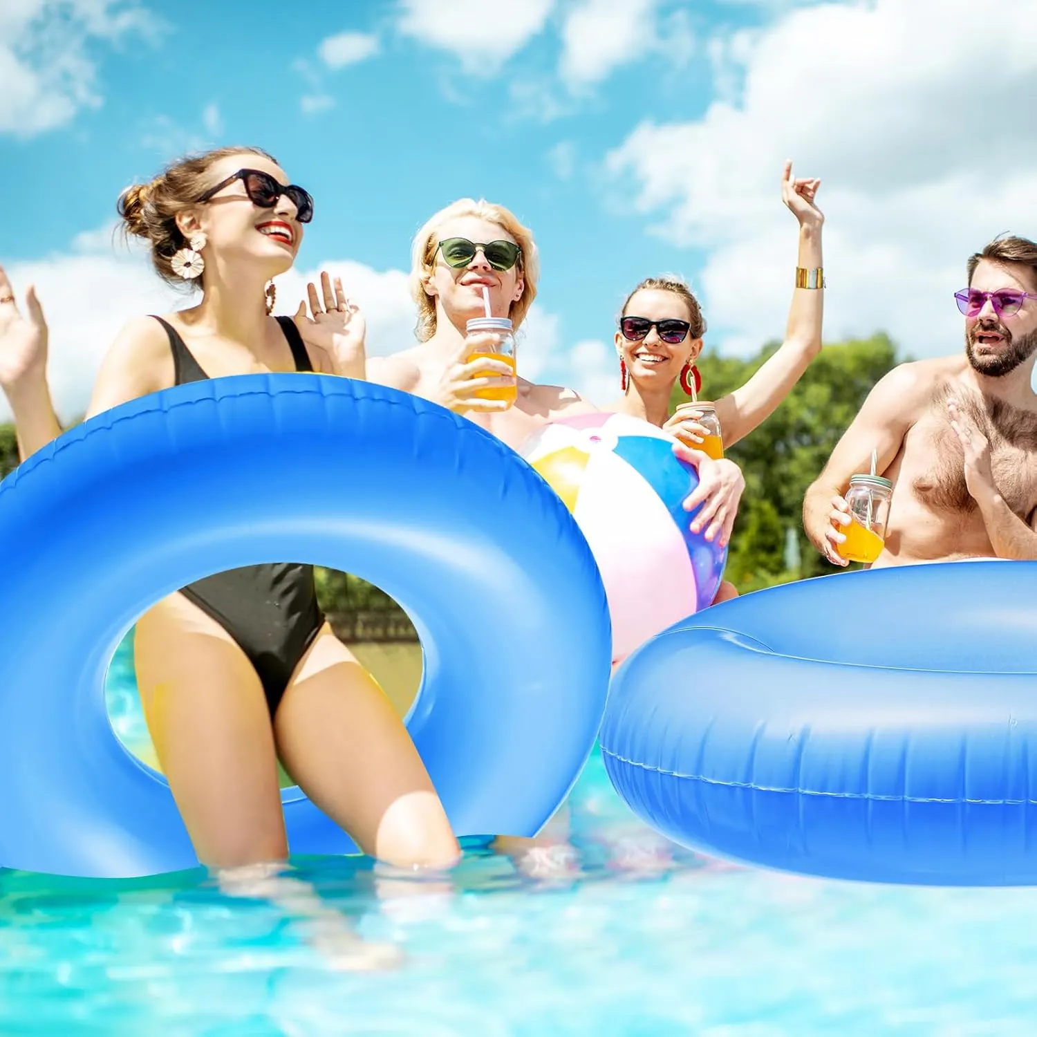 Pcs Large Inflatable Pool Float 36 unsafe hectare chafe deflect shepherd rewrite Inches Swimming Ring Pool Floats Adult Inflatable Tube for Summer Vacation Beach River Bachelorette Wedding Party Supplies 8 