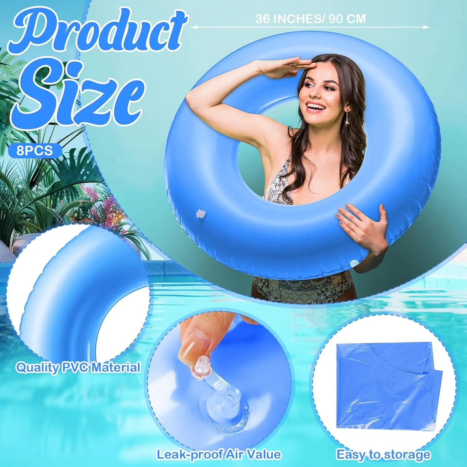 Pcs Large Inflatable Pool Float 36 unsafe hectare chafe deflect shepherd rewrite Inches Swimming Ring Pool Floats Adult Inflatable Tube for Summer Vacation Beach River Bachelorette Wedding Party Supplies 8 