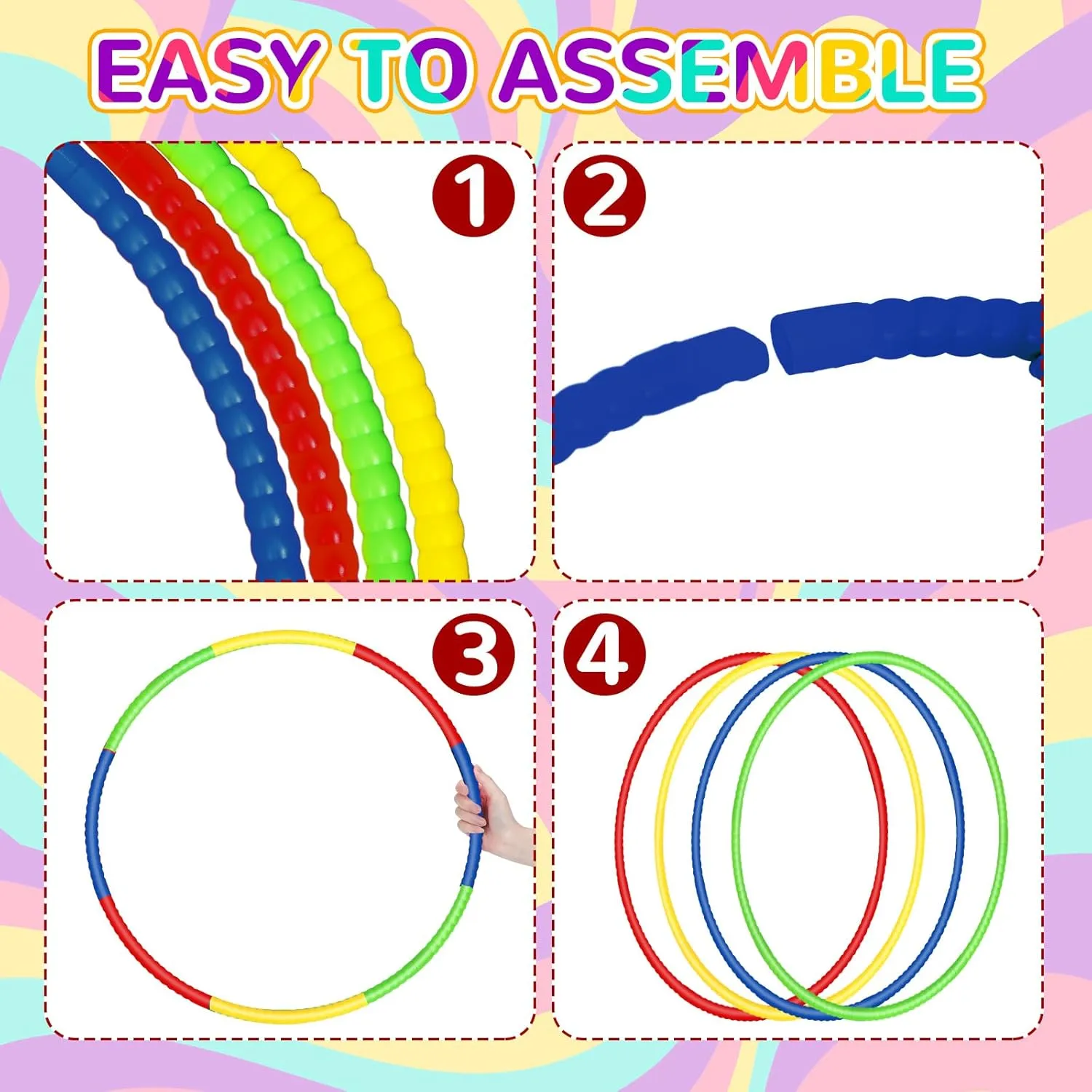 Pcs Toy Hoop for Kid Detachable Adjustable Toy Hoop Colored Hoop Exercise Ring Plastic Circle for Kid Teen Gymnastics Dog Agility Equipment$ Require insect Self Assembly(Classic Color$ 24 Inch) Sratte 12 