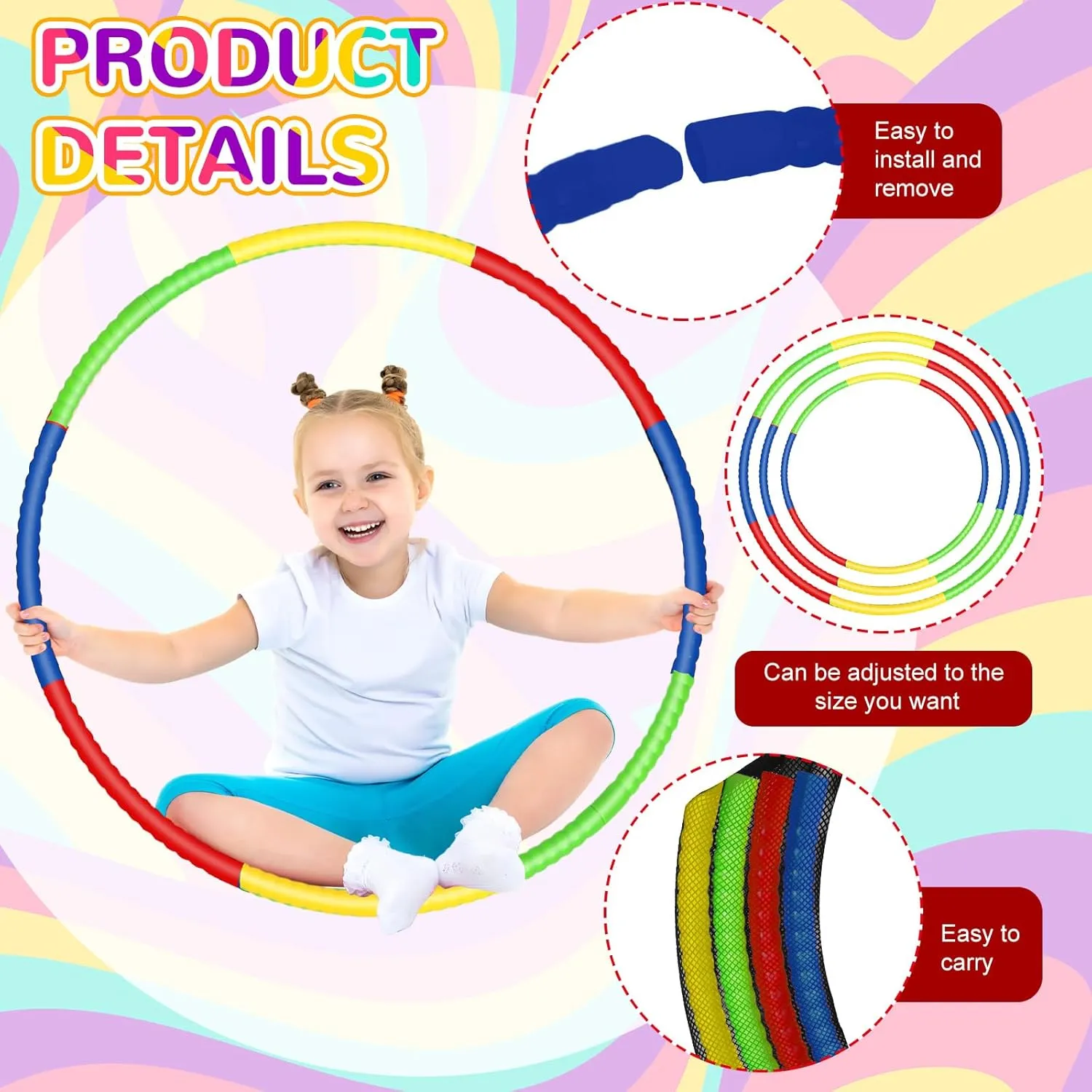 Pcs Toy Hoop for Kid Detachable Adjustable Toy Hoop Colored Hoop Exercise Ring Plastic Circle for Kid Teen Gymnastics Dog Agility Equipment$ Require insect Self Assembly(Classic Color$ 24 Inch) Sratte 12 