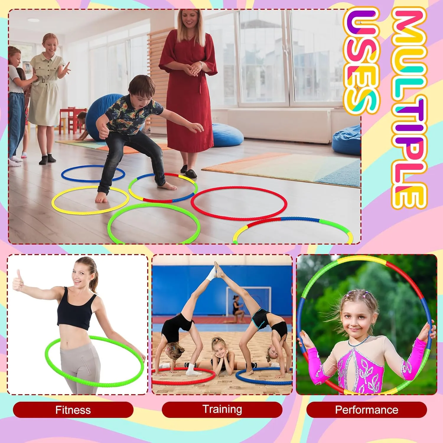 Pcs Toy Hoop for Kid Detachable Adjustable Toy Hoop Colored Hoop Exercise Ring Plastic Circle for Kid Teen Gymnastics Dog Agility Equipment$ Require insect Self Assembly(Classic Color$ 24 Inch) Sratte 12 