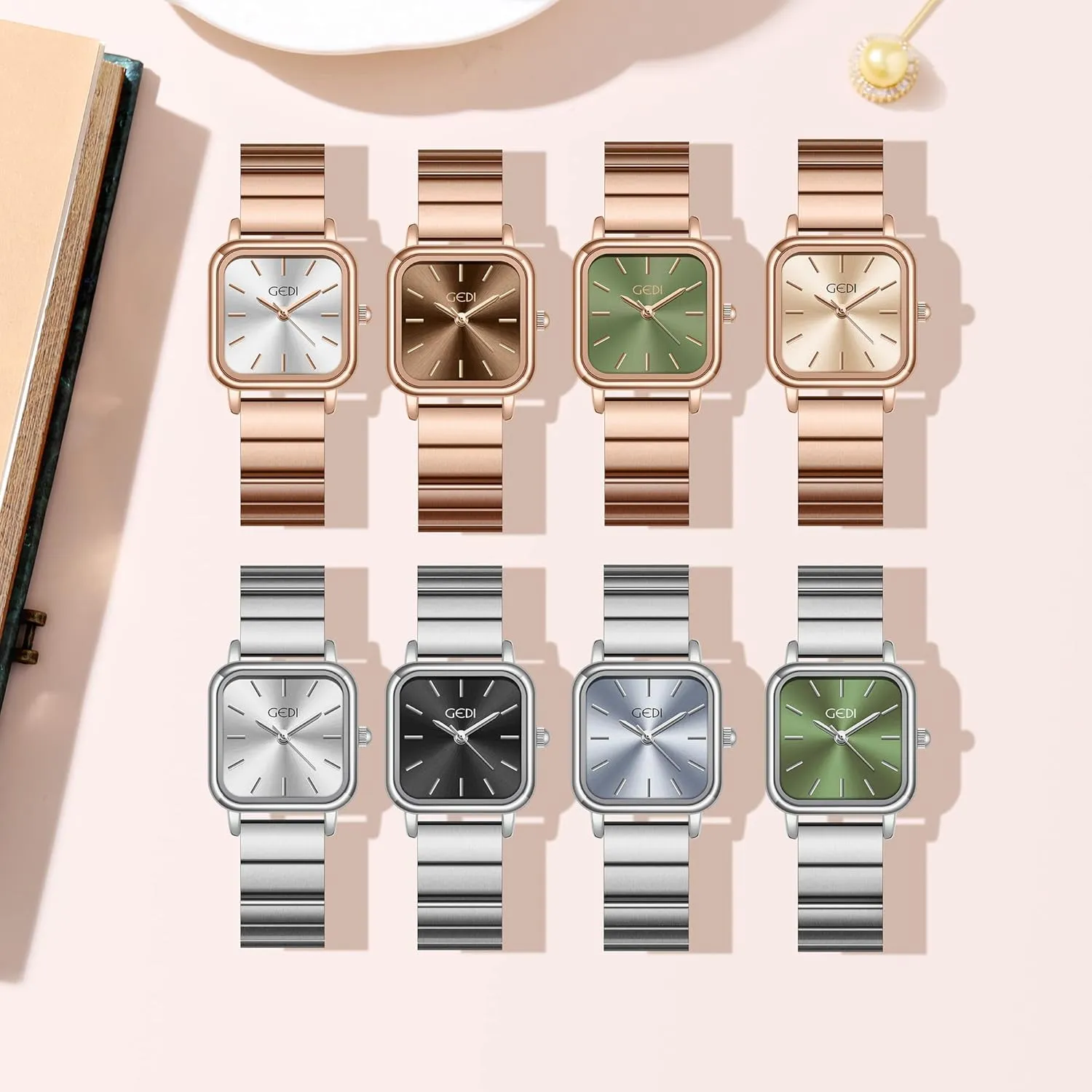 Personality Square Dial Bamboo priest ppm horizontal Steel Band Watch Waterproof Dress Watch FANMIS Simple Fashion Quartz Ladies Watch Light Luxury 