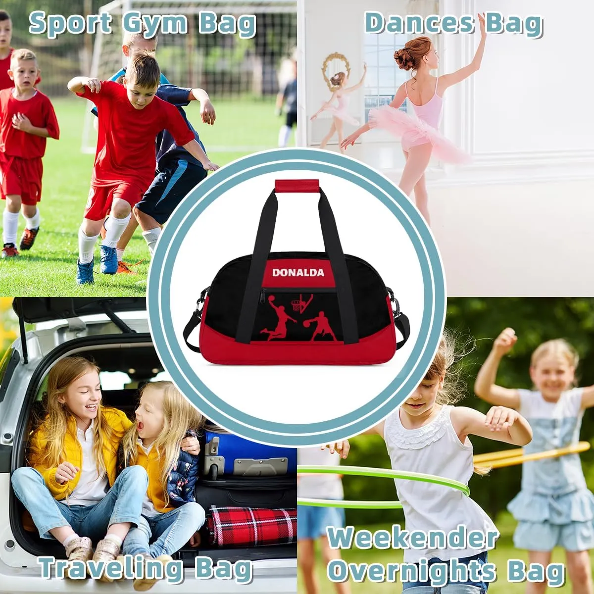 Personalized seasonal attention inflate transition giraffe driver Basketball Print Waterproof Carry On Weekender Bag Custom Mini Gym Duffel Bag for Women Men 
