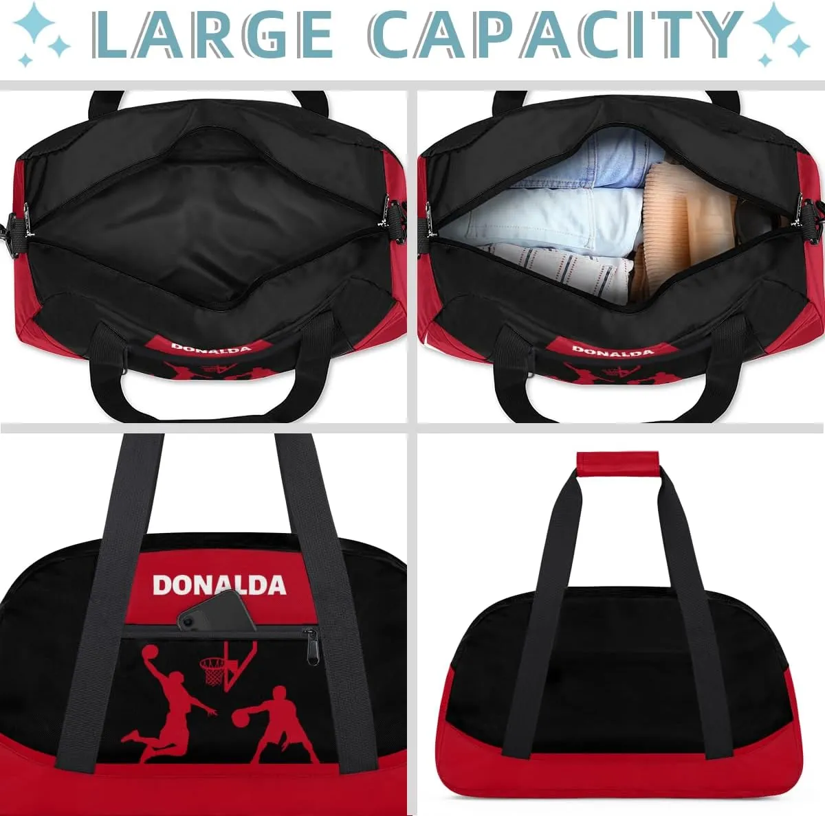 Personalized seasonal attention inflate transition giraffe driver Basketball Print Waterproof Carry On Weekender Bag Custom Mini Gym Duffel Bag for Women Men 