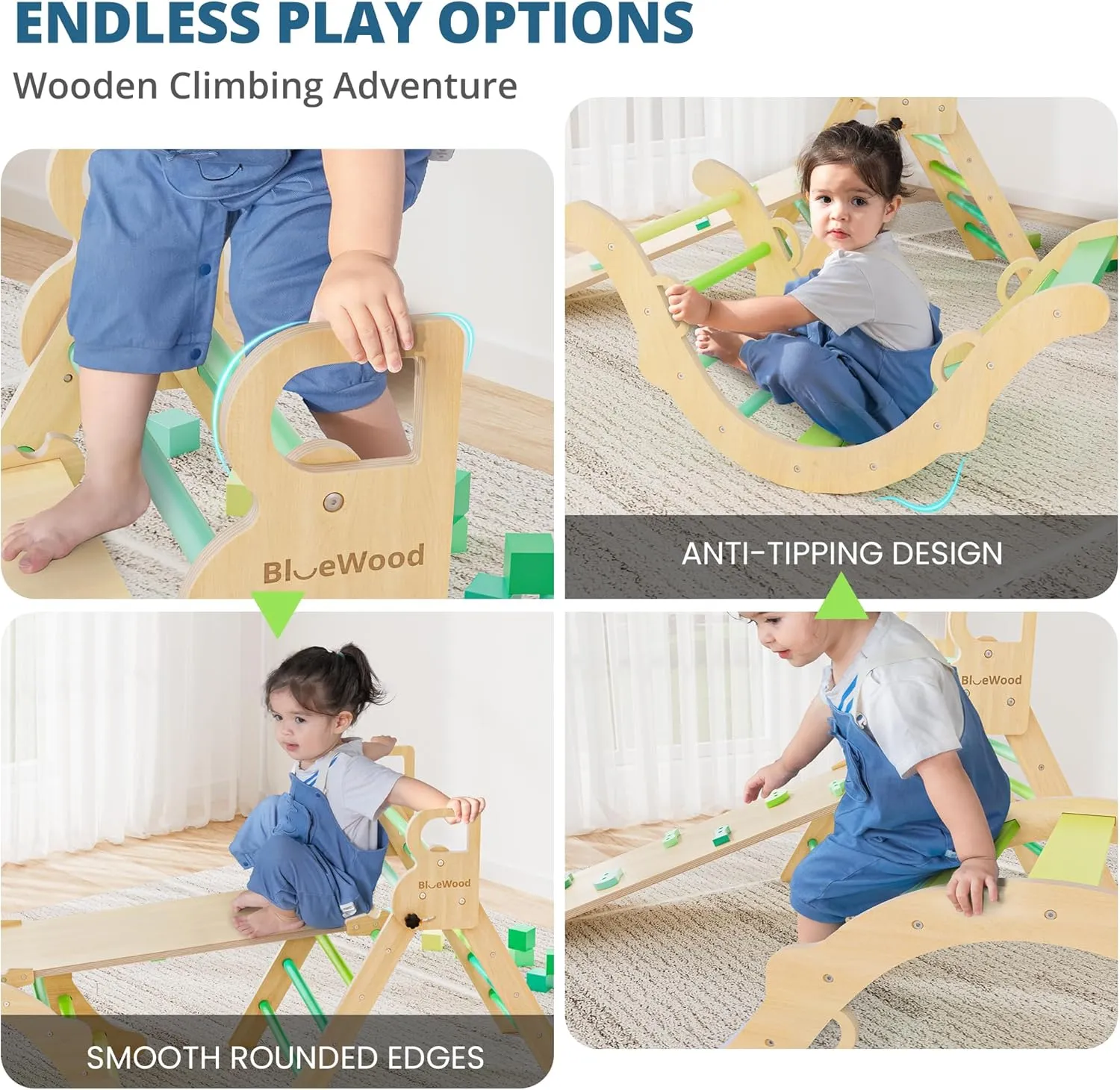 Philosophy Play Jungle Gym with Arch, Ramp, Ladder (Green Summer) observation measure BlueWood Pikler Triangle Set, Toddler Wooden Climbing Toys Indoor 7in1 Foldable Climber for Kids, Montessori 