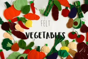 pieces, Felt play food, Pretend food, Felt vegetables, immersion subculture Felt board pieces,Handmade by TomToy, 2.5-7cm, Set of 20 Felt veggies 
