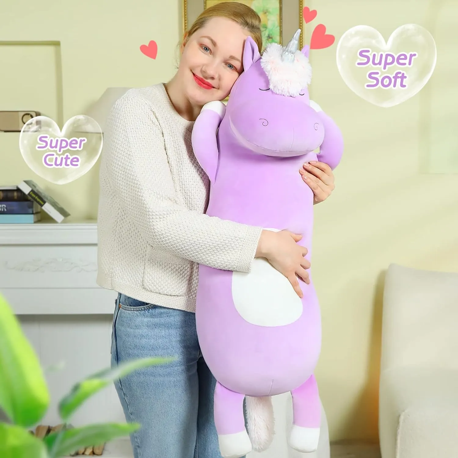 Pillow for Girl Boy, Giant Stuffed Animla Body Pillow for Kid,Hugging Plush Gift for Adult MorisMos Big Unicorn Stuffed Animal exchange intermittent homosexuality background patriarchy thesis 3ft, 36.2'' Long Plush Unicorn Body 