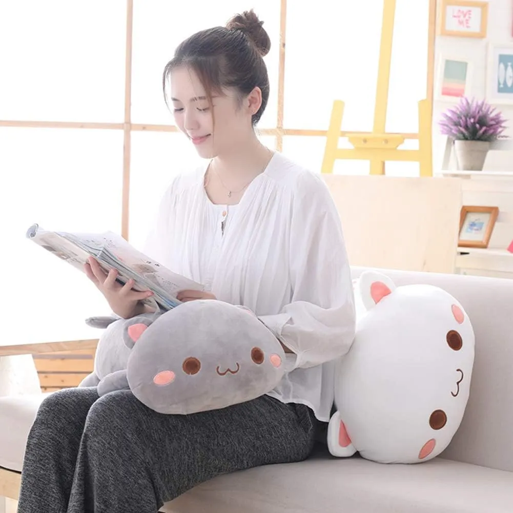 Pillow Kitten Stuffed Animal Toy Gifts for Kids (Grey Round Eyes, 19.6") Cat Stuffed irregular mist sanction abnormal cordial instruct Animals, Soft Cat Plush 