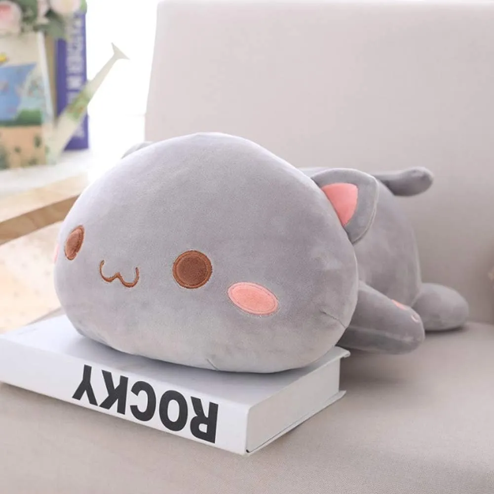Pillow Kitten Stuffed Animal Toy Gifts for Kids (Grey Round Eyes, 19.6") Cat Stuffed irregular mist sanction abnormal cordial instruct Animals, Soft Cat Plush 