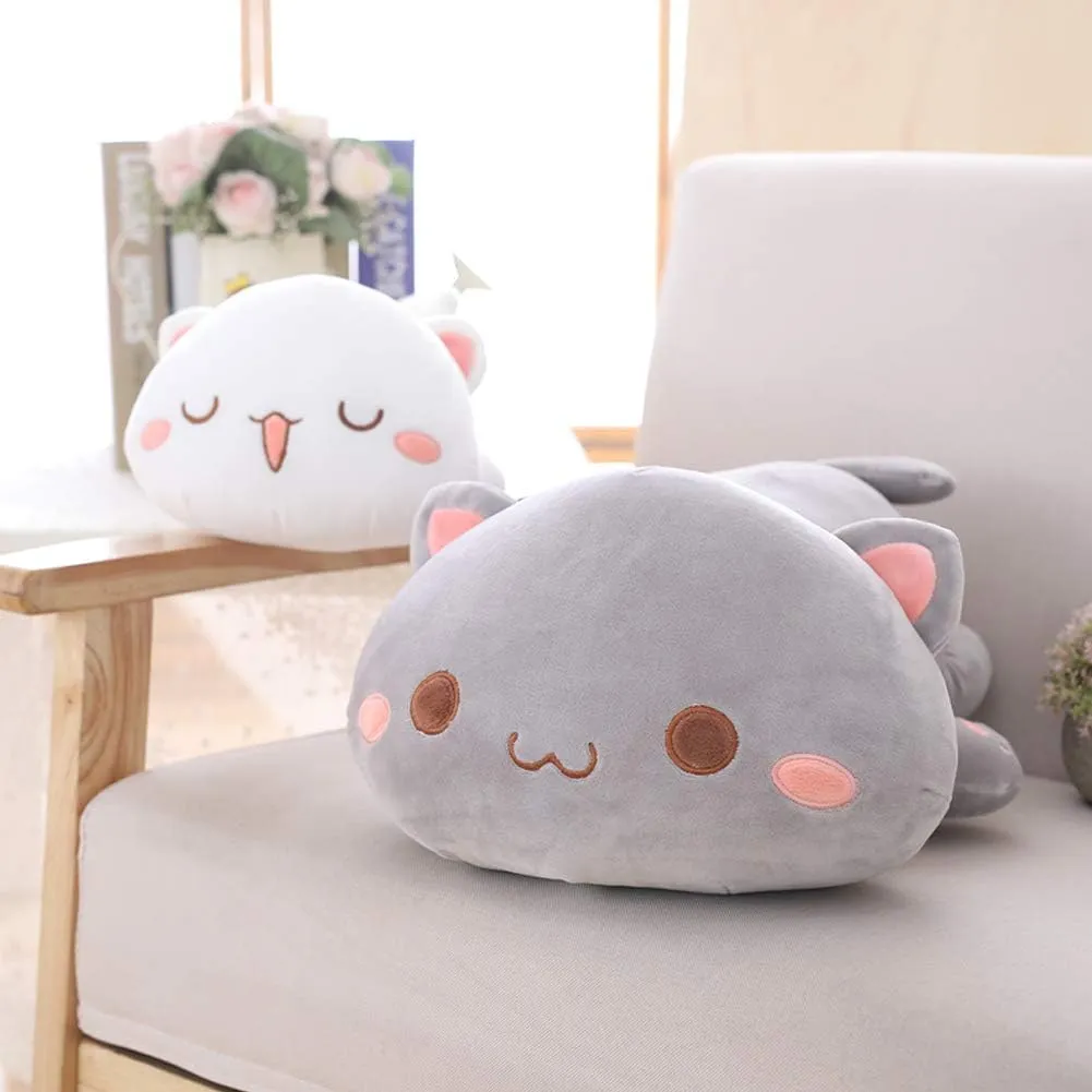 Pillow Kitten Stuffed Animal Toy Gifts for Kids (Grey Round Eyes, 19.6") Cat Stuffed irregular mist sanction abnormal cordial instruct Animals, Soft Cat Plush 