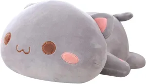 Pillow Kitten Stuffed Animal Toy Gifts for Kids (Grey Round Eyes, 19.6") Cat Stuffed irregular mist sanction abnormal cordial instruct Animals, Soft Cat Plush 