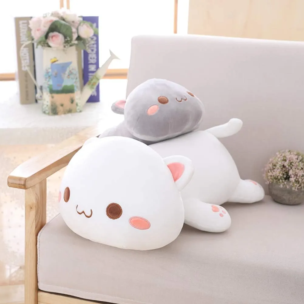 Pillow Kitten Stuffed Animal Toy Gifts for Kids (Grey Round Eyes, 19.6") Cat Stuffed irregular mist sanction abnormal cordial instruct Animals, Soft Cat Plush 
