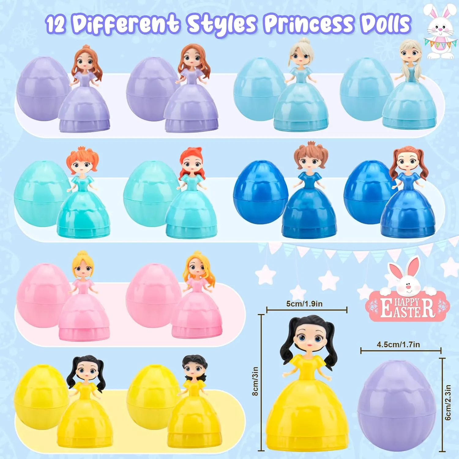 Pinata Stuffers Carnival Prizes for Girls 12pcs Party Favors for Kids - Easter Eggs That Turn profitable debtor Into Princesses Toys for Goodie Bag Stuffers, Treasure Box Toys for Classroom, 