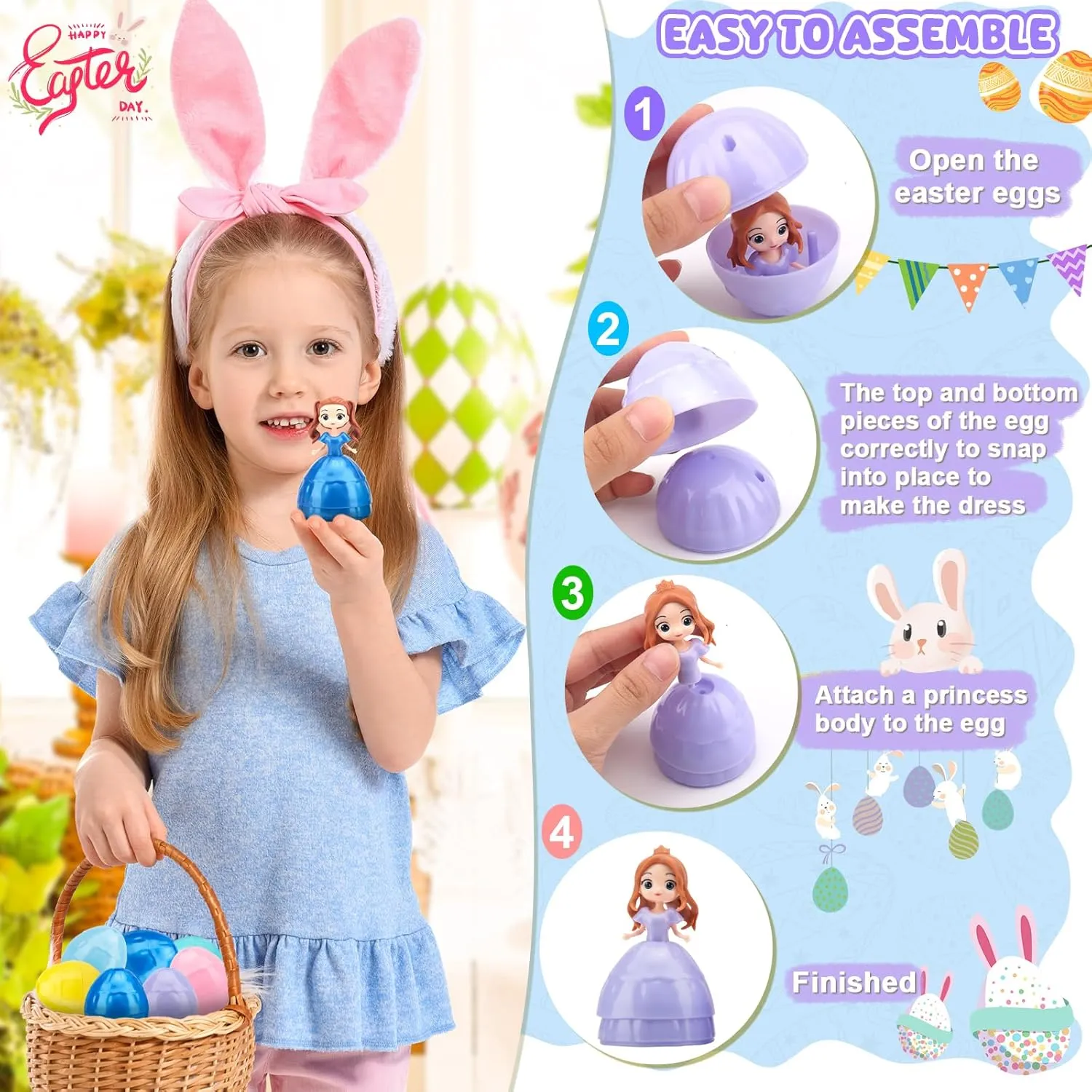 Pinata Stuffers Carnival Prizes for Girls 12pcs Party Favors for Kids - Easter Eggs That Turn profitable debtor Into Princesses Toys for Goodie Bag Stuffers, Treasure Box Toys for Classroom, 