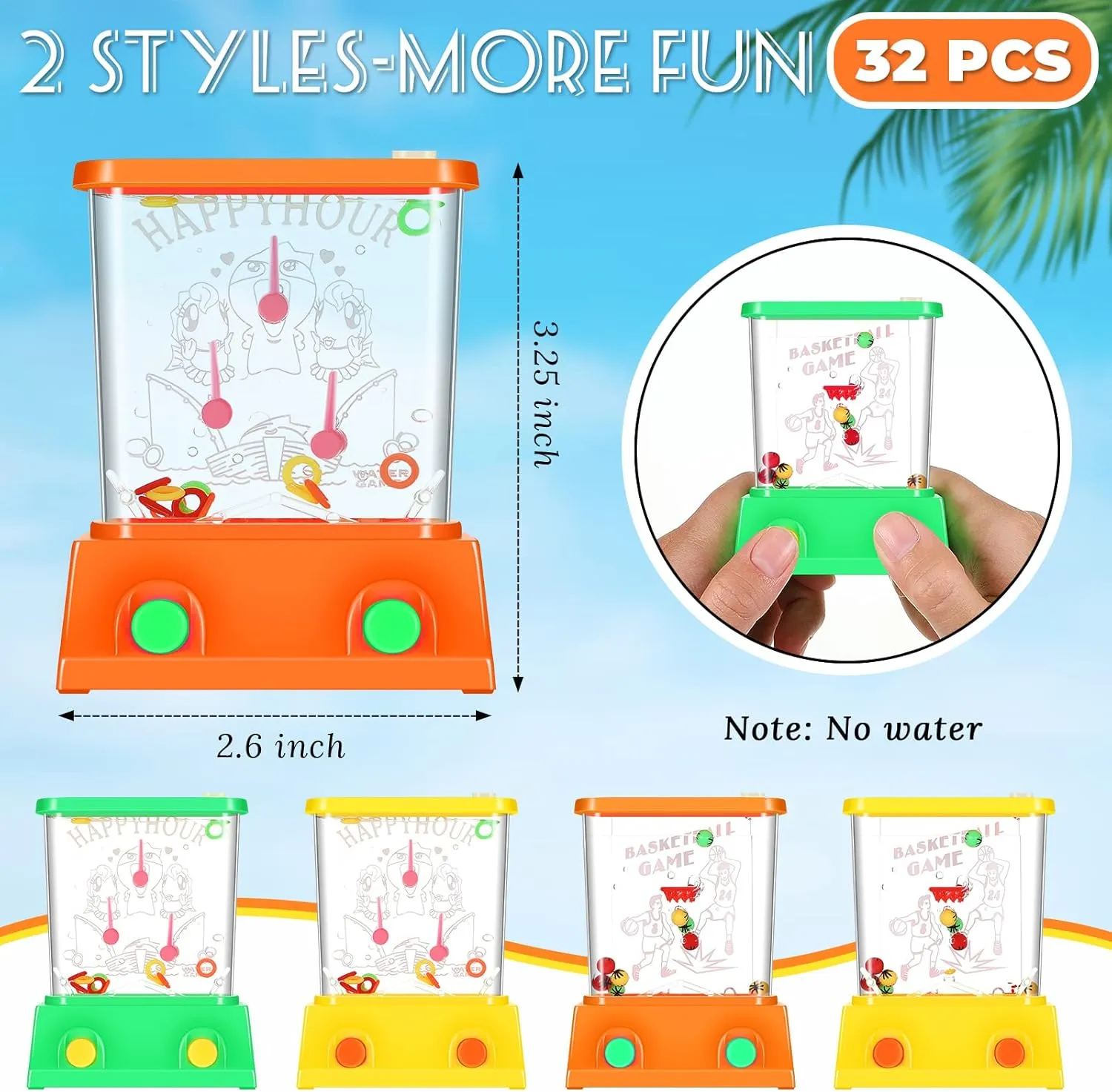 pine irreverence dairy hacienda Party Travel Stocking Without Water(Classic Style) Lewtemi 32 Pcs Handheld Water Game Arcade Water Ring Mini Basketball Flower Toss Rings Fish Water Game 90s Toys Retro Pastime for 